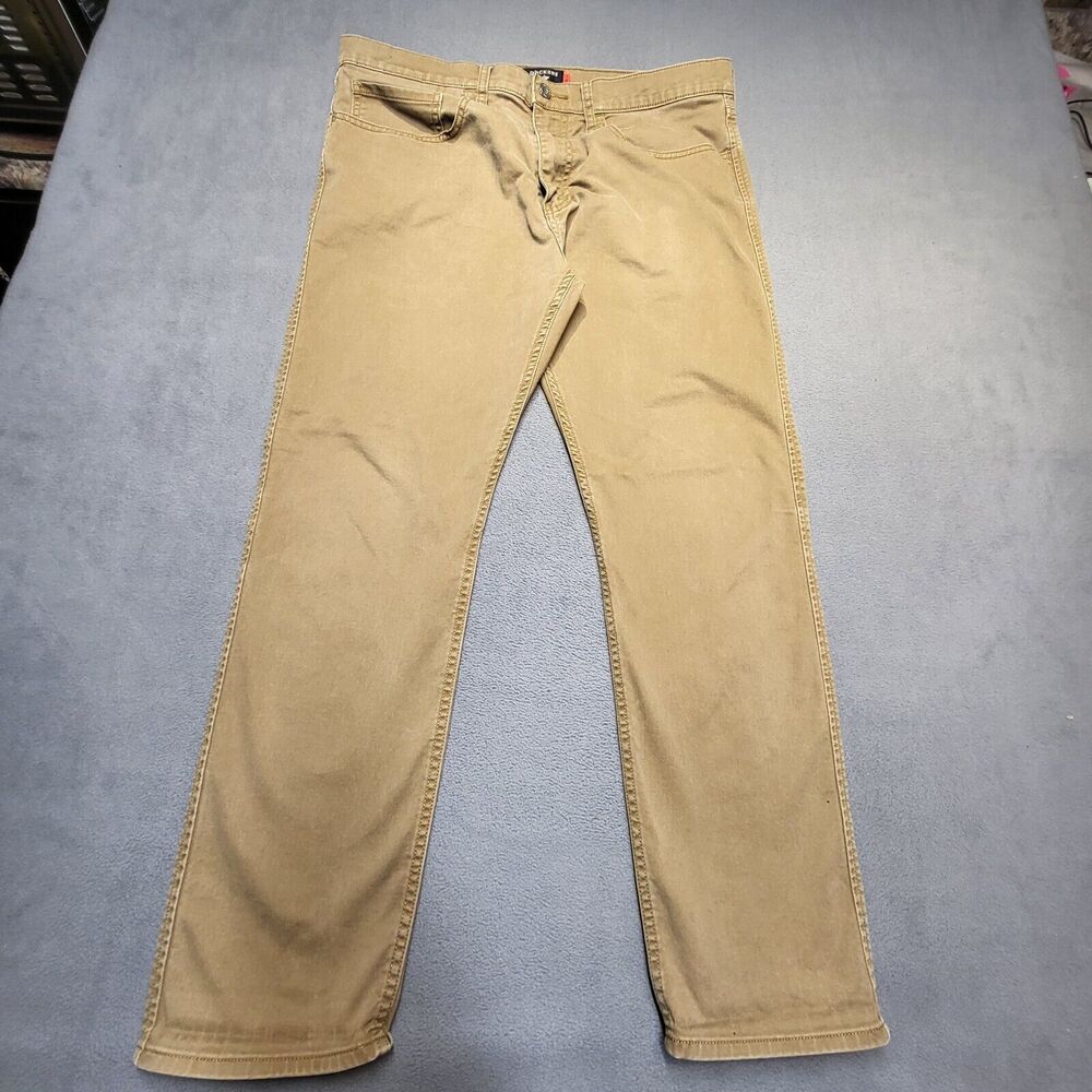 Dockers All Seasons Tech Pants Mens 35x28 Brown Slim Straight Leg Stretch